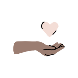 Hand cupped upward with a heart floating above it